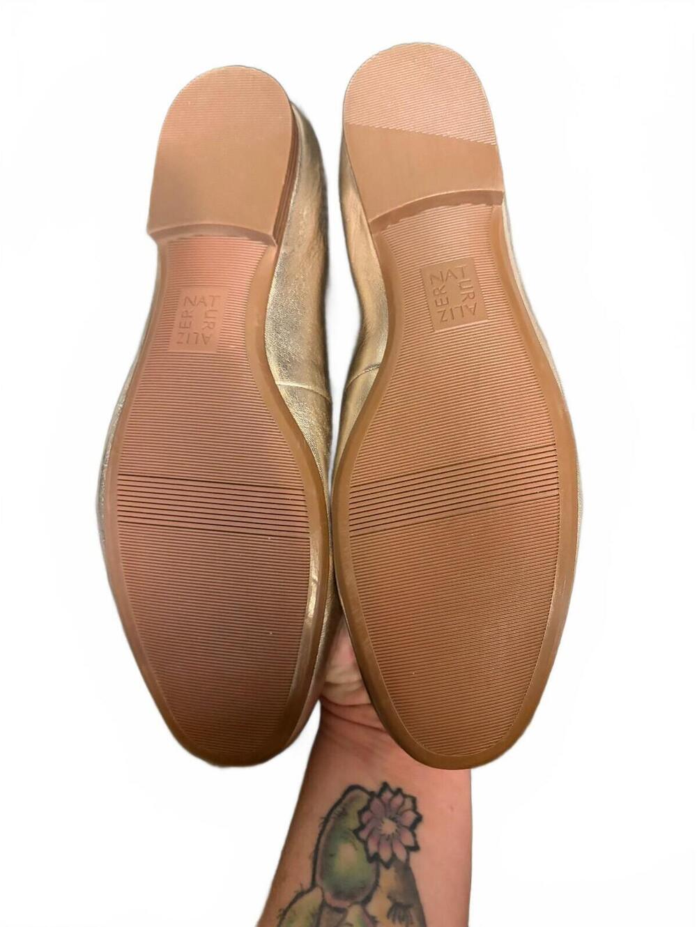 Naturalizer Metallic Gold Leather Ballet Flats - Picture 3 of 5